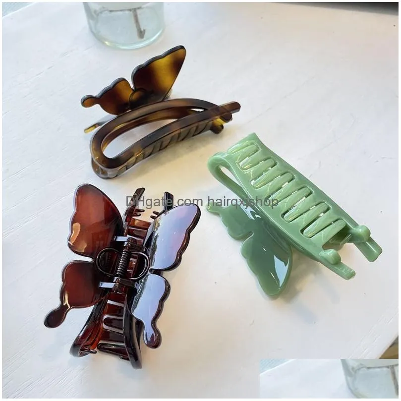 Hair Pins New Big Butterfly Clip Thickened Buckle Back Head Scoop Grab Versatile And Elegant Style Simple Accessories Drop Delivery Pr Dhgqc