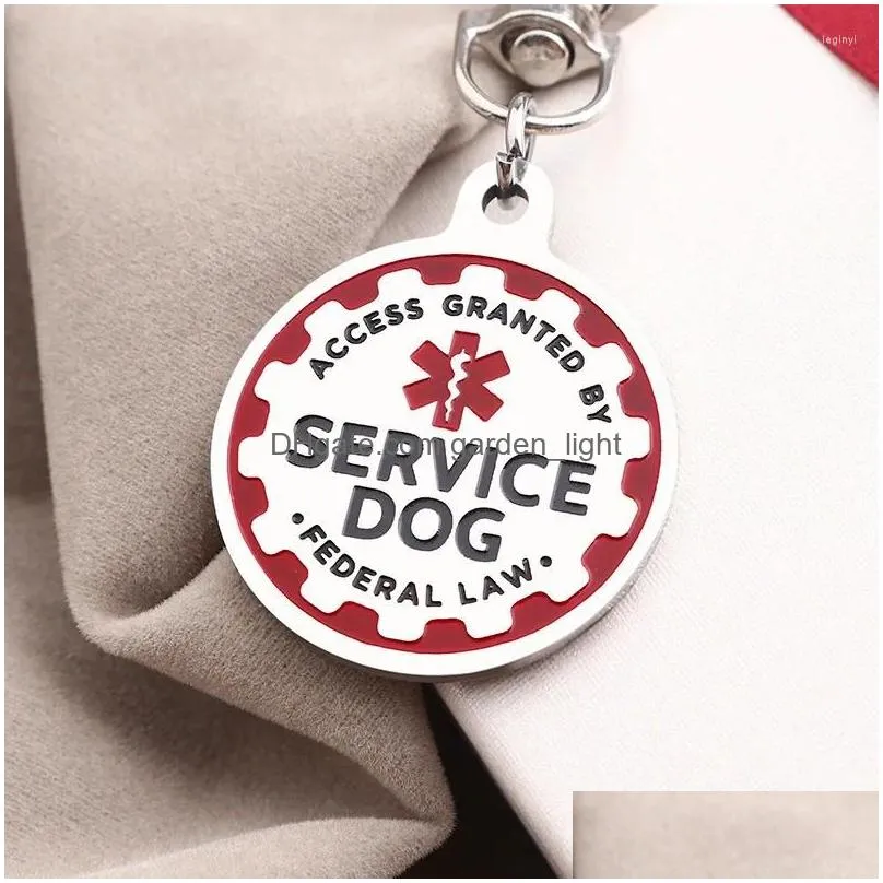 dog tag 2pcs service tags stainless steel engraved nameplate emotional support animal esa id collar accessories