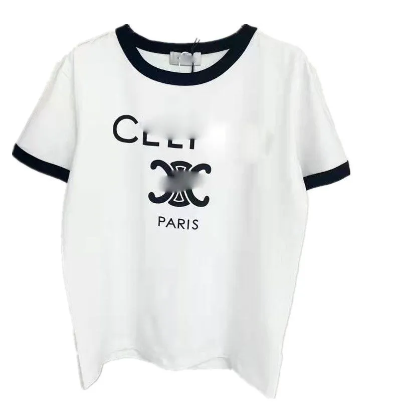 New CE Arc Letter Printing Designer Women`s T-shirts Casual Short-sleeved Cotton T-shirt