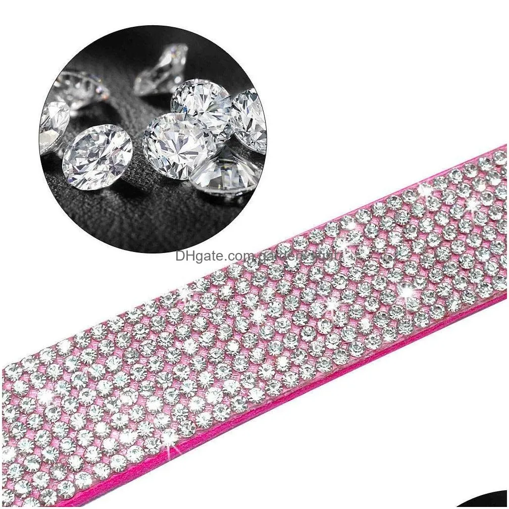 rhinestone dog collar cute dazzling sparkling soft suede leather dog cat collar crystal diamond pet puppy collar