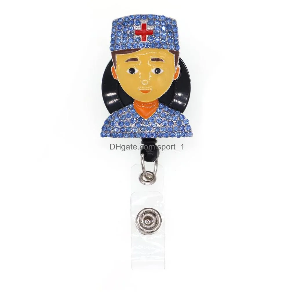 medical key rings male nurse doctor murse rhinestone retractable id holder for name accessories badge reel with alligator clip