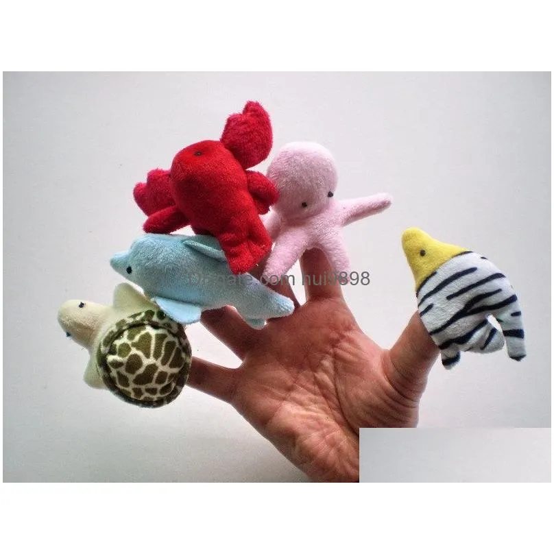 finger puppet ocean animals plush toy for kid tell story props cute cartoon sharks turtles for early education parent kids interactive christmas boy girl gift