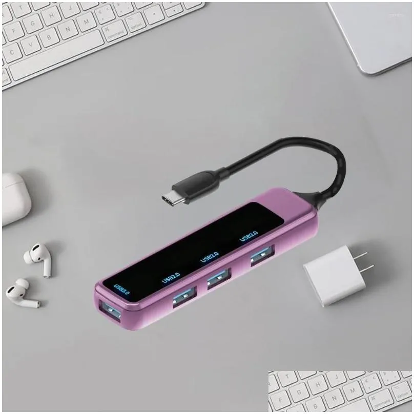 Computer Hub Portable Dongle Adapter 4 Ports Expansion USB C Docking Station Accessories