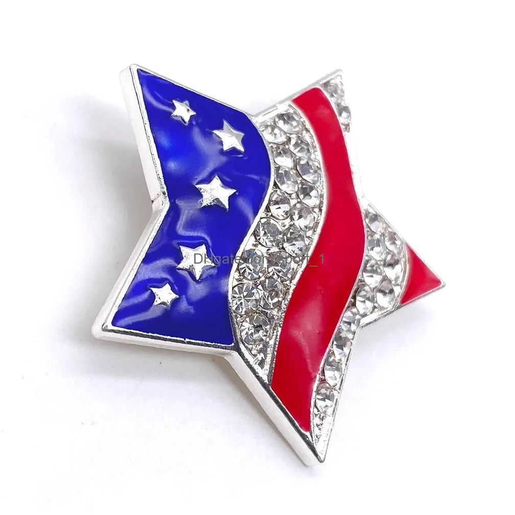 10 pcs/lot american flag brooch crystal rhinestone enamel star shape fourth of july usa patriotic pins for gift/decoration