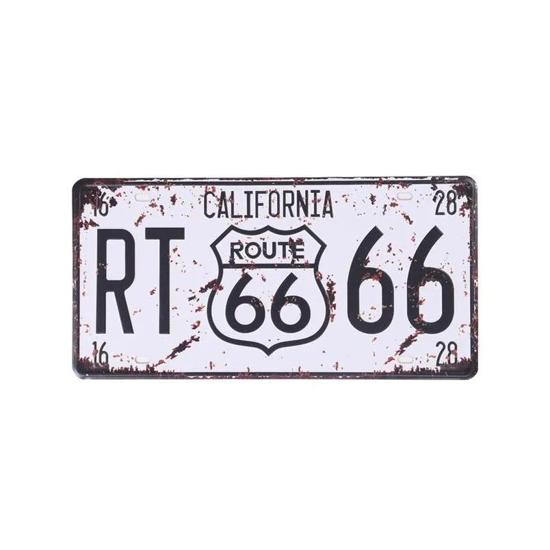 Metal Painting Route 66 Car Number License Sign Vintage France Usa Brazil Mexico Plaque Tin Signs Retro Coffee Movie Wall Decor For Dhsn1