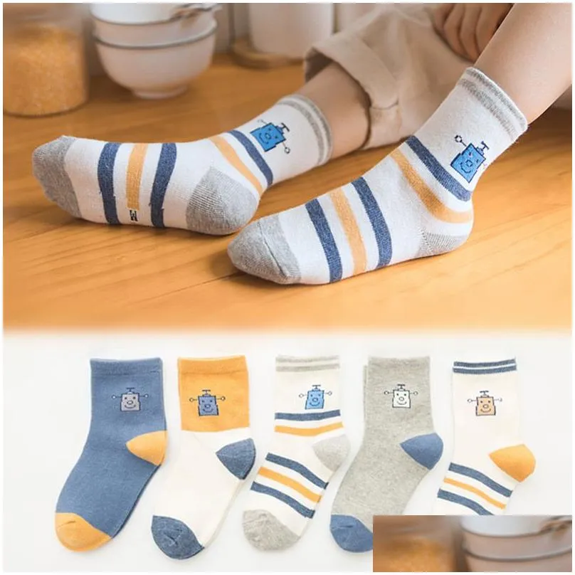 Kids Breathable Cotton Socks Baby Toddler Boy Girls Autumn Winter Spring Warm Trend Cartoon Sock For 1-12 Years Children Multi Color