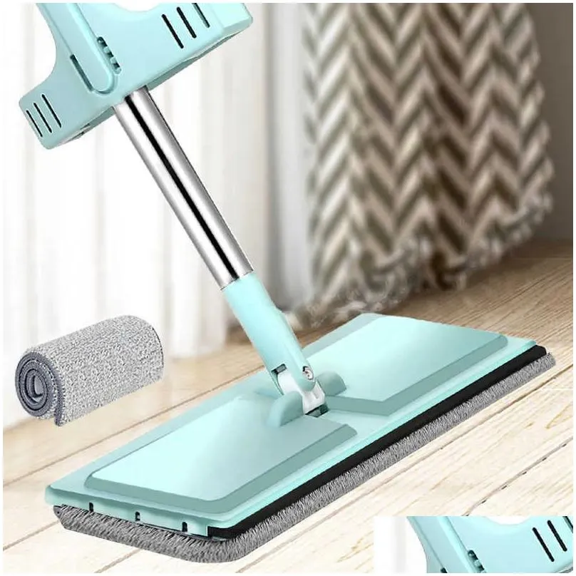 Magic Self-Cleaning Squeeze Mop Microfiber Spin And Go Flat For Washing Floor Home Cleaning Tool Bathroom Accessories 210805