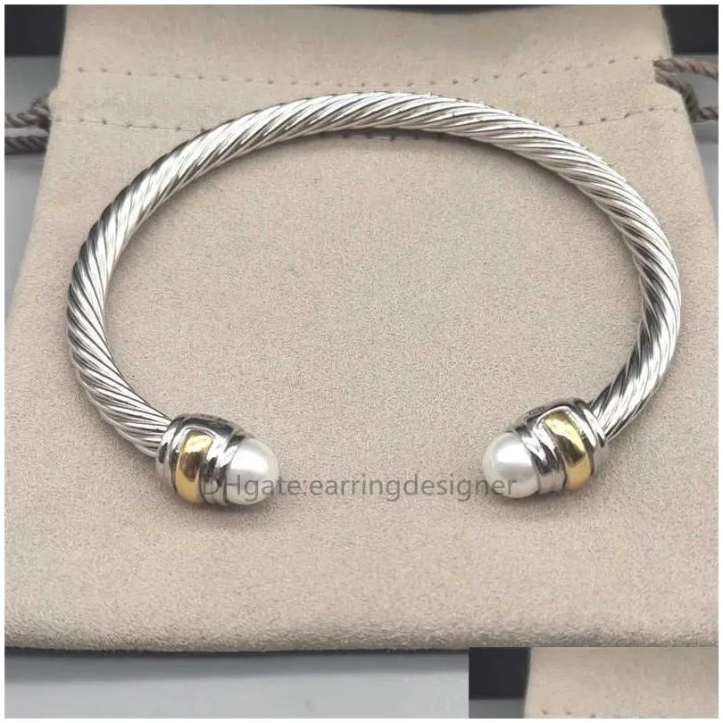 Bracelet Dy Luxury Designer Twisted Pearl Head Women Fashion Versatile Twist Bracelets Jewelry Platinum Plated Wedding Gifts 5MM 4MM