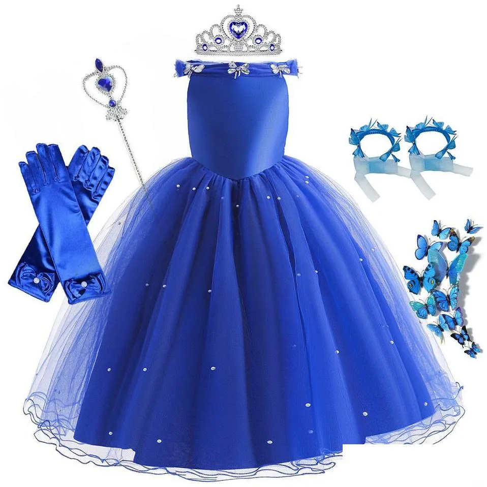 Girl`s Dresses Uporpor Girls Cinderella Princess LED Light Up Dress for Christmas Birthday Party Cosplay Girl Come Kids Fancy Blue Ball Gown