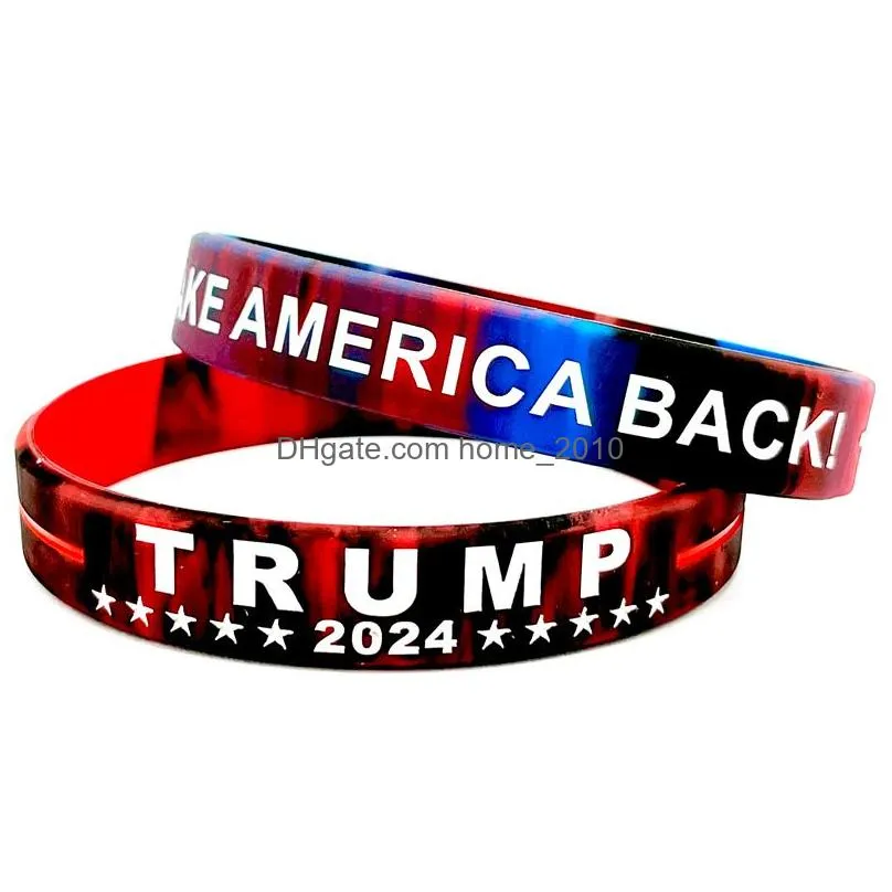 9 styles trump 2024 silicone bracelet party favor america flag wristband