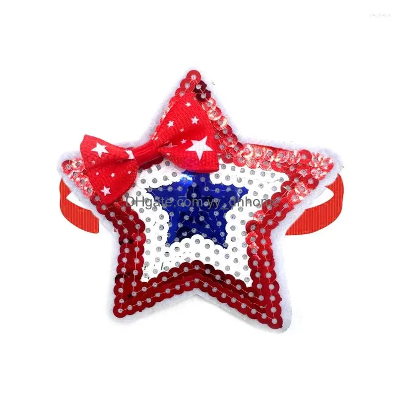 dog apparel 30/50 pcs 4th of july bow tie star style pet american independence day sequin bowknot puppy holiday grooming supplies