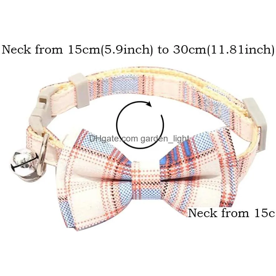 cat collar with bow tie and bell breakaway plaid bowtie cat collar for kitty cats puppy and kittens in halloween thanksgiving christmas