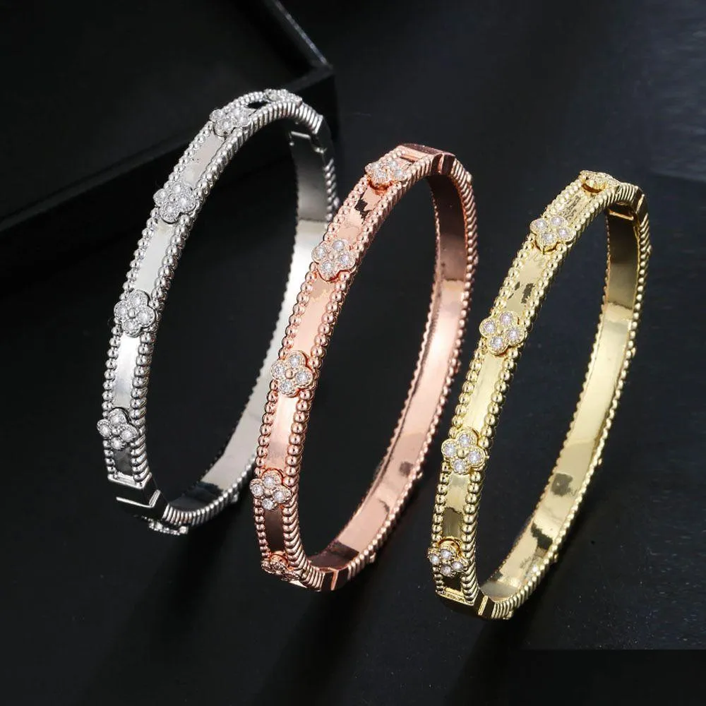 Women`s high quality plant flower bracelet Narrow version Kaleidoscope Zircon bracelet classic fashion jewelry hand accessories