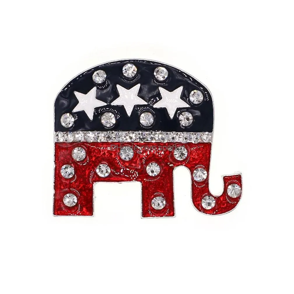 10 pcs/lot custom american flag brooch blue and red enamel elephant shape 4th of july usa patriotic pins for gift/decoration