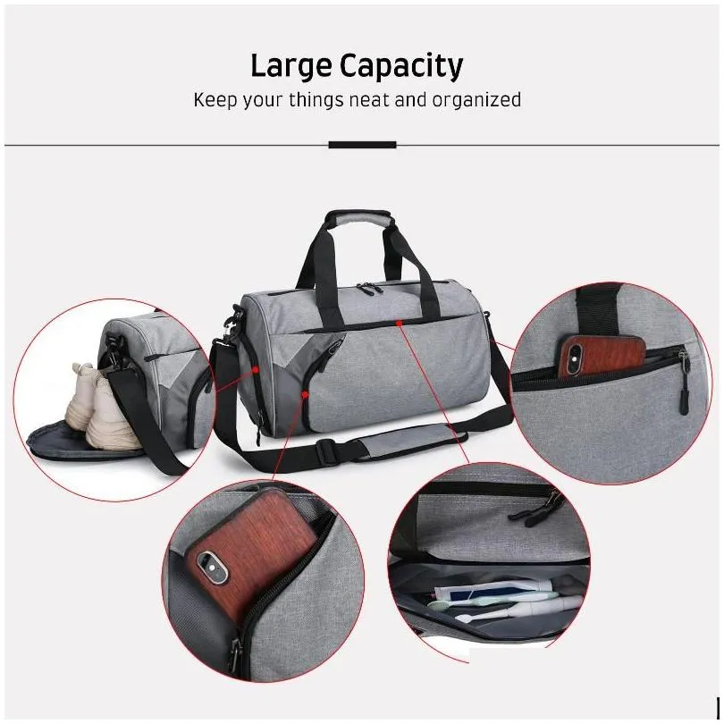 Outdoor Bags Sports Gym Bag Travel Duffel With Wet Pocket And Shoes Compartment Weekender For Men Women Waterproof Drop Delivery Dhg7V