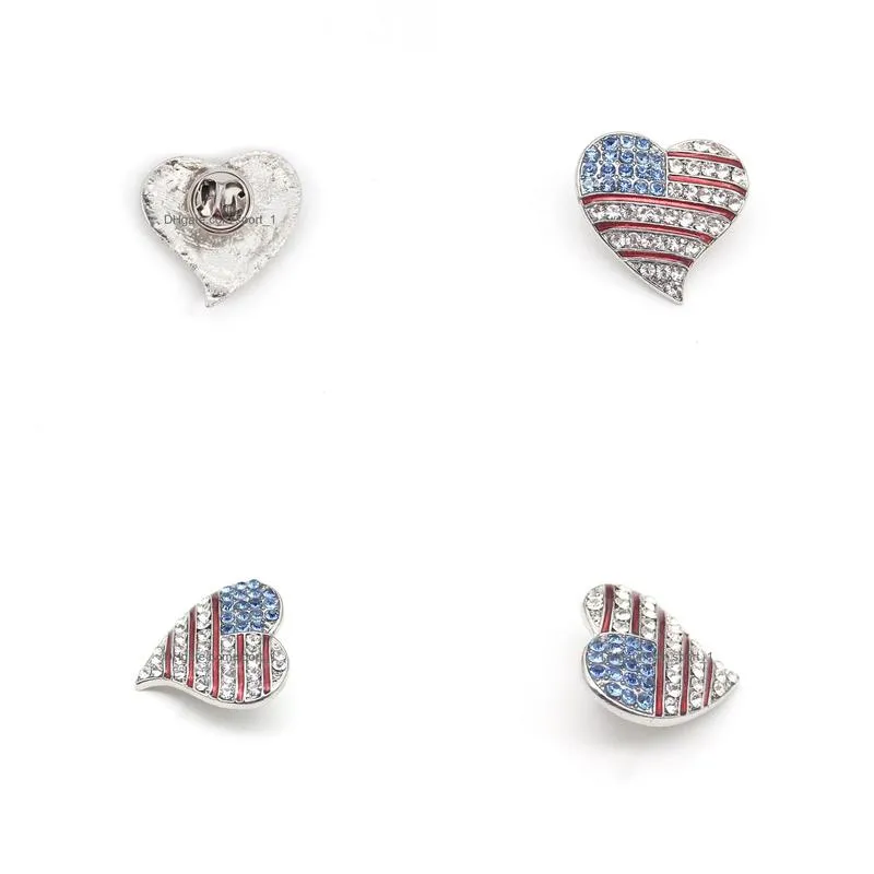 10 pcs/lot american flag brooch rhinestone heart shape 4th of july usa patriotic butterfly pins for gift/decoration