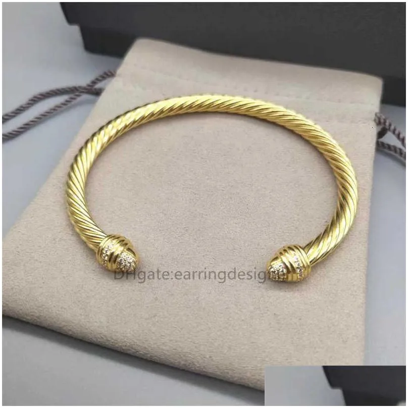 Women Jewelry Bracelets Mens Twisted Dy Hot Trend Platinum Bracelet Wire Gold Charm Round Designer Plated Head Hemp Fashion Versatile Selling Jewelrys