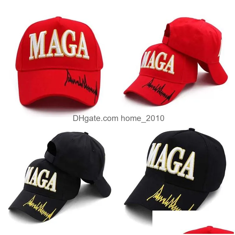 maga embroidery hat trump 2024 black red baseball cotton cap for election