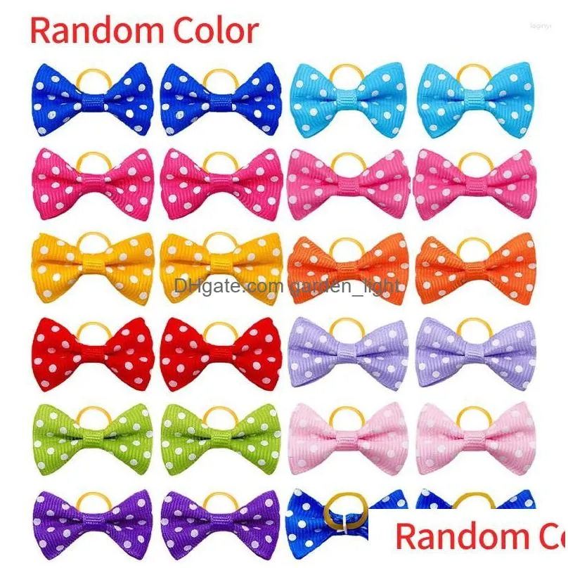 dog apparel 10/20/30pcs mix colours bows cat hair puppy grooming accessories pet headwear rubber bands