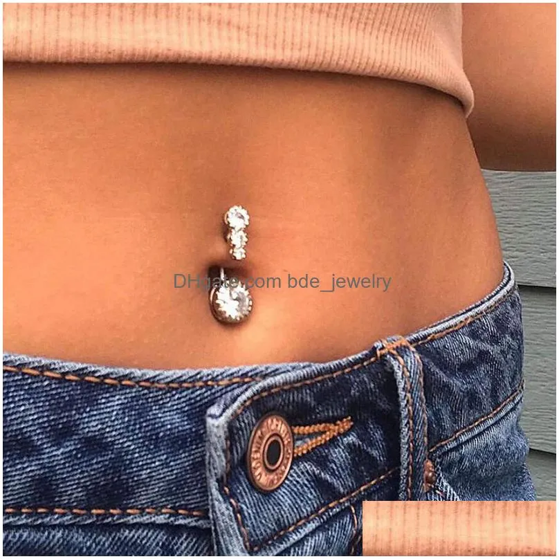 crystal navel ring bar barbell drop dangle bell piercing nombril ombligo belly button rings men women body jewelry1964825
