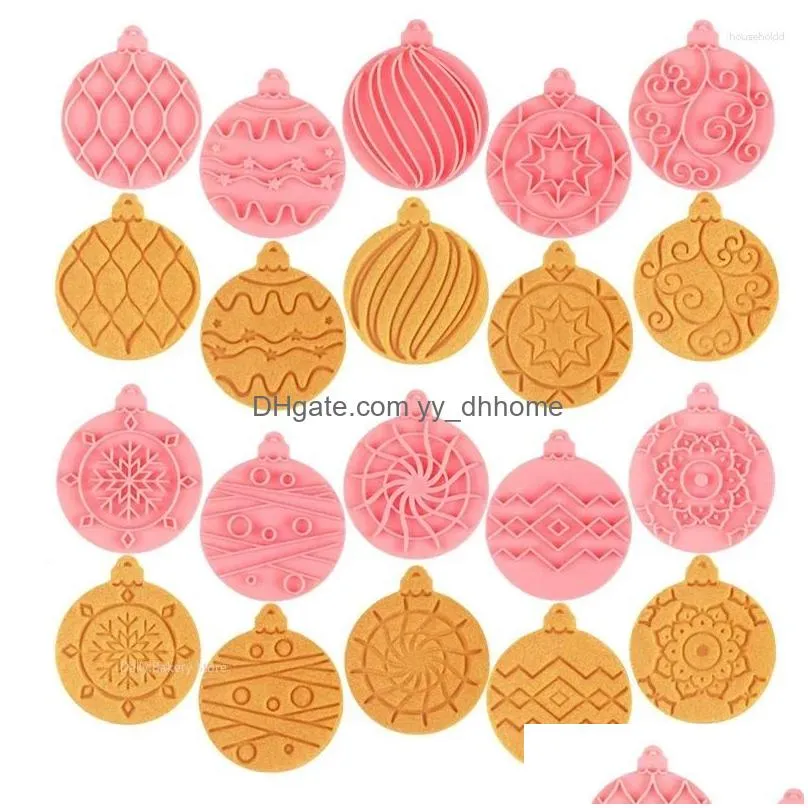 baking moulds 10pcs round christmas balls biscuit mold year party cake decorating tools fondant cookie embosser xmas gifts set