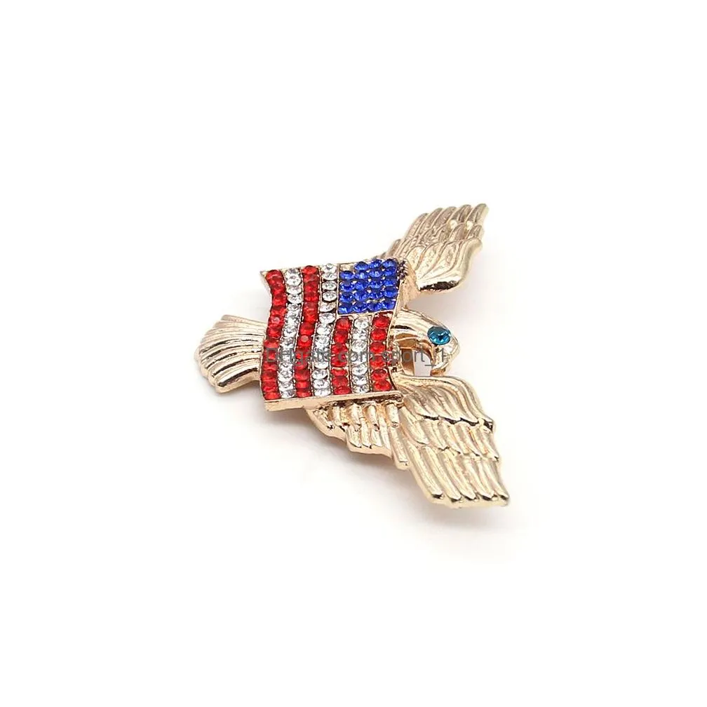 10 pcs/lot fashion design american  shape flag brooch crystal rhinestone 4th of july usa patriotic pins for gift/decoration