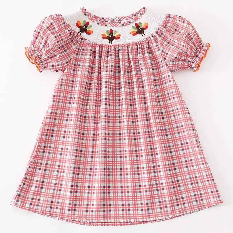 Girl`s Dresses Girlymax Fall Thanksgiving Baby Girls Smocked Plaid Pumpkin Sunflower Turkey Woven Dress Kids Clothing Ruffles Gingham