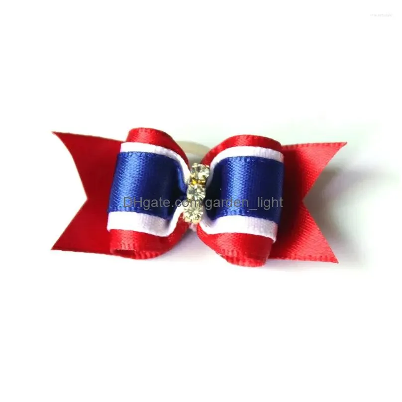 dog apparel 50pcs american independence day pet hair bows diamond for small dogs pets 4th july accessories