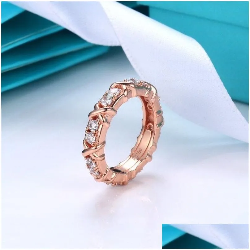moissanite ring love rings designer for women womens jewelry woman rose gold silver cross wedding Ring luxury jewelrys ladies girl party birthday gift size 5-9