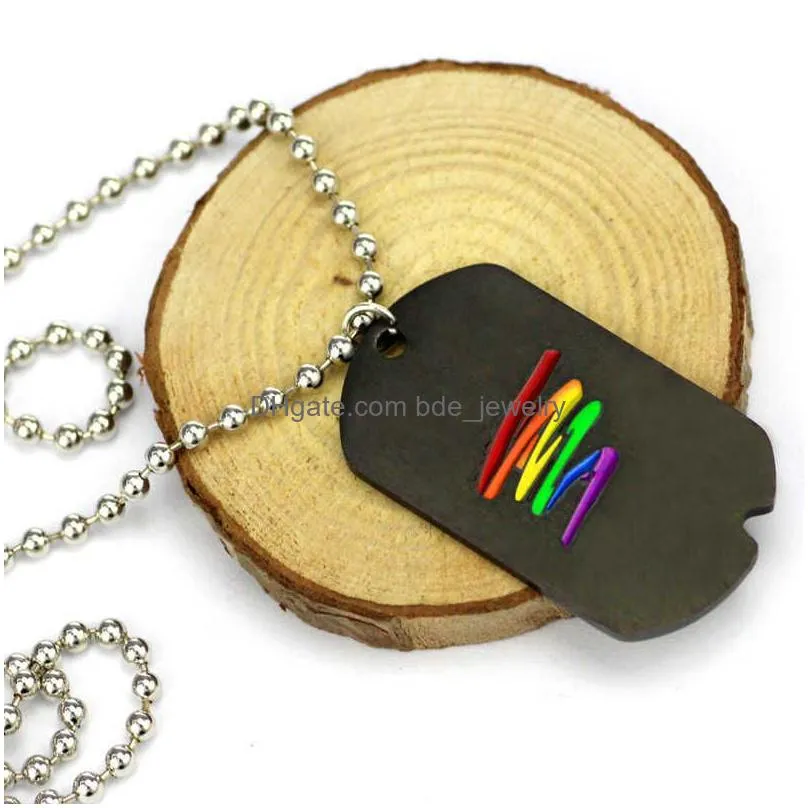  rainbow stainless steel circle pride gay necklace men fashion couple unisex pendant chain high quality jewelry gifts