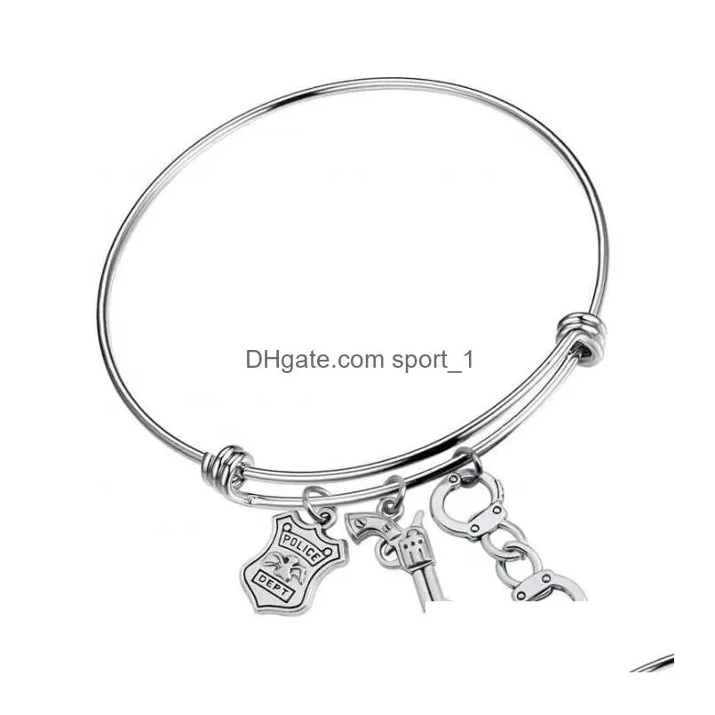 10 pcs/lot fashion accessories stainless steel teacher charms bangle profession bracelet for gift