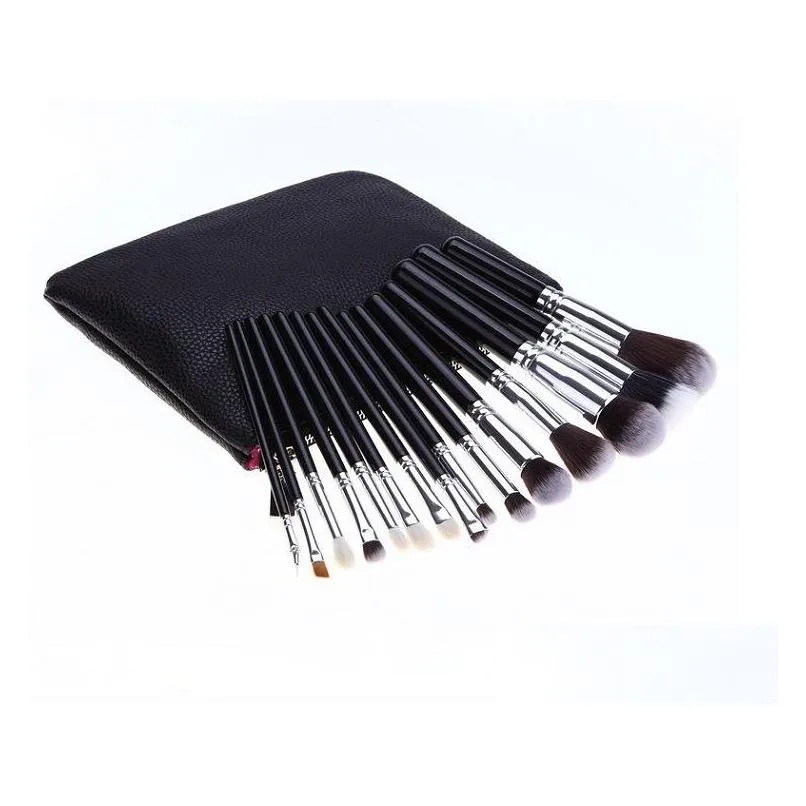 Brand high quality Makeup Brush 15PCS/Set Brush With PU Bag Professional Brush For Powder Foundation Blush Eyeshadow