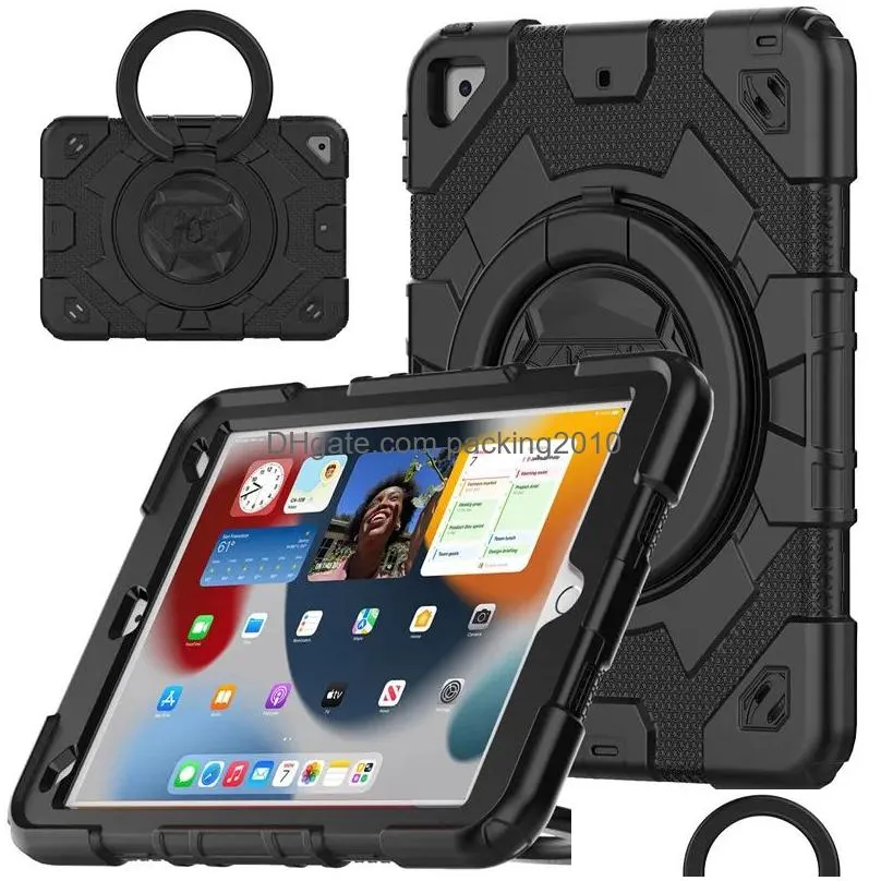 Tablet Pc Cases & Bags Mtifunction Kickstand Ipad 3 In 1 Shockproof Shell 360 Fl Er Strap Sn Protector For 10Th 10.9 10.2 Air4 Air5 Pr Dhy5B