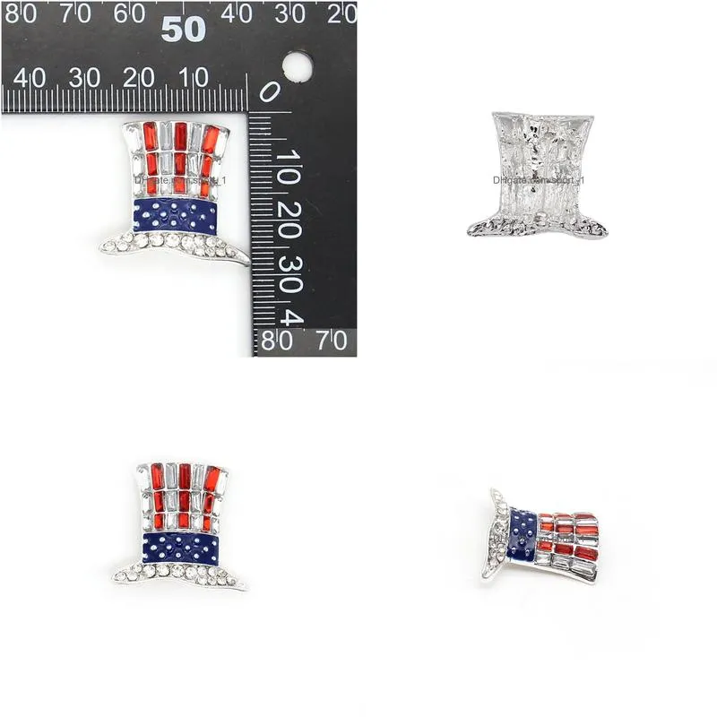 10 pcs/lot fashion design american flag brooch crystal rhinestone hat shape 4th of july usa patriotic pins for gift/decoration