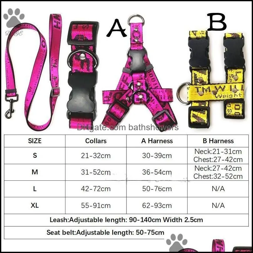 Dog Collars Designer Pets Leashes Cool Letter Pattern Dog Harness Leash Safety Belt for Small Medium Large Dogs Cat Golden bathshowers