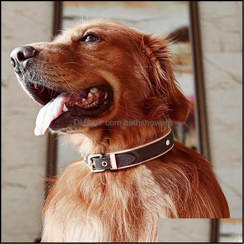 Classic Old Flower Dog Collars Leashes Set Fashion Brand Designer Dogs Collar Adjustable Puppy Belt Leash Pet Outdoor Runn bathshowers