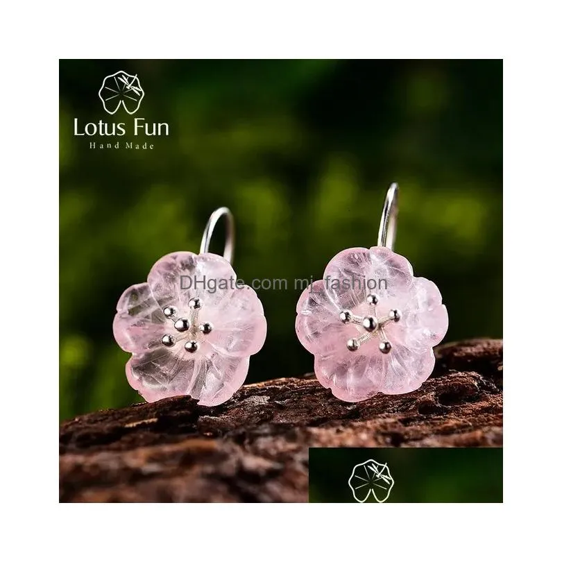 Stud Lotus Fun Real 925 Sterling Sier Earrings Handmade Designer Fine Jewelry Flower In The Rain Fashion Dangle For Women 240113 Drop Dh9He