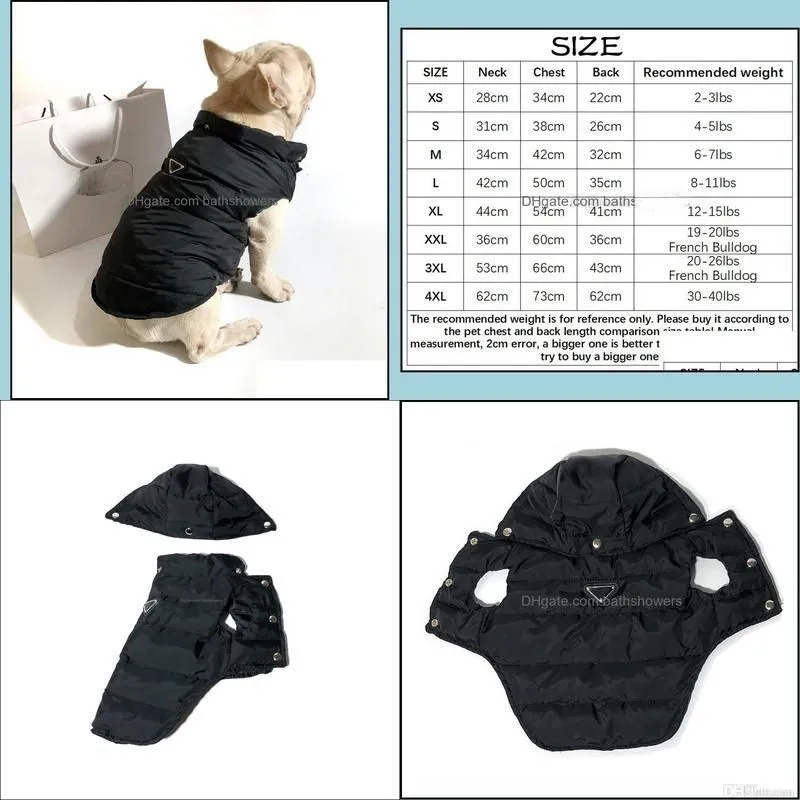 Designer Dog Clothes Cold Weather Dog Apparel Windproof Puppy Winter Jacket Waterproof Pet Coat Warm Pets Vest with Hats f bathshowers