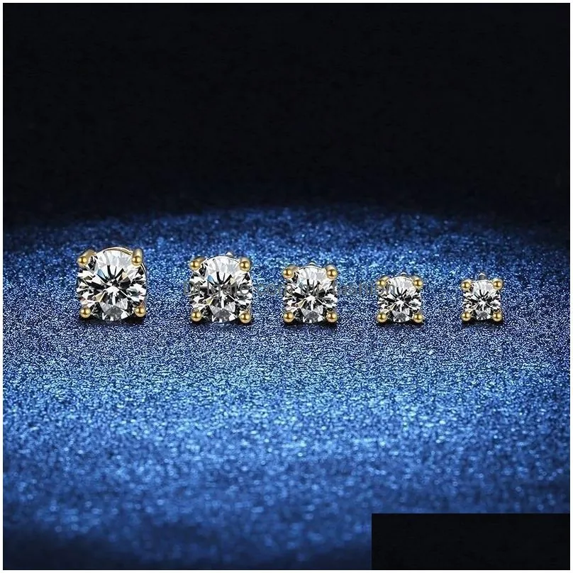 Charm Butterflykiss 18K Gold Plated 0.2-2 Carat Gemstone Stud Earrings For Women 925 Sterling Sier Solitaire Fine Jewelry 230825 Drop Dhlkq