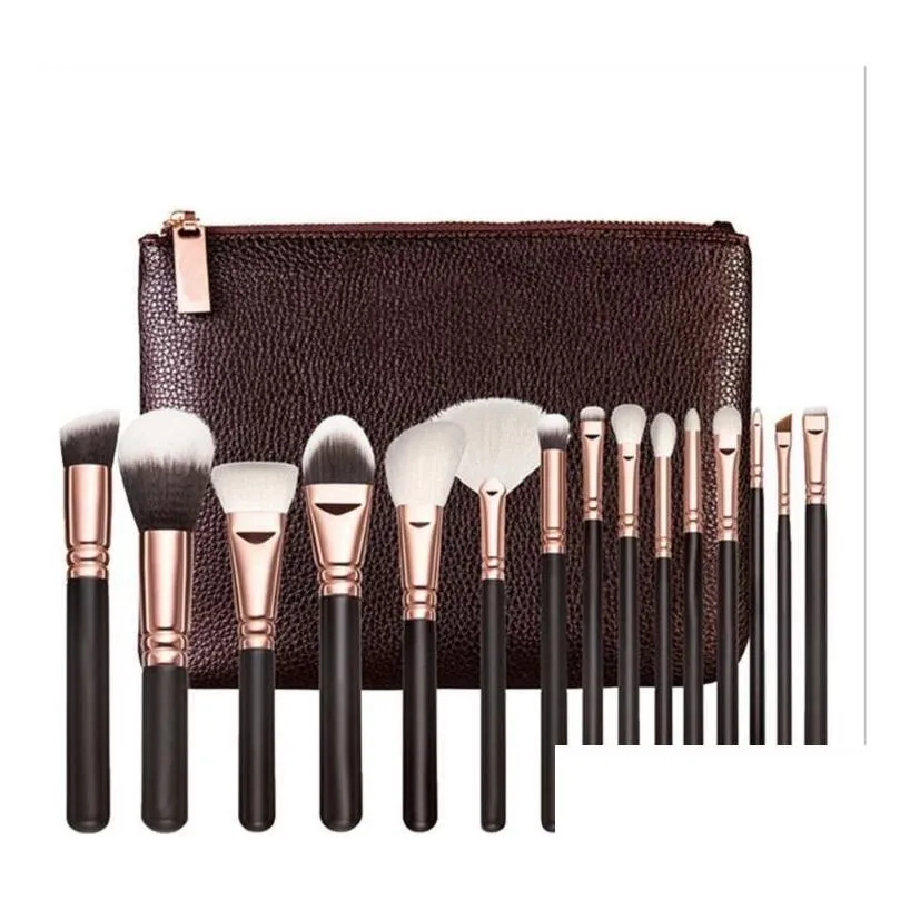 Brand high quality Makeup Brush 15PCS/Set Brush With PU Bag Professional Brush For Powder Foundation Blush Eyeshadow