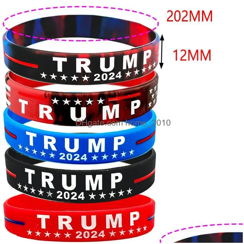9 styles trump 2024 silicone bracelet party favor america flag wristband