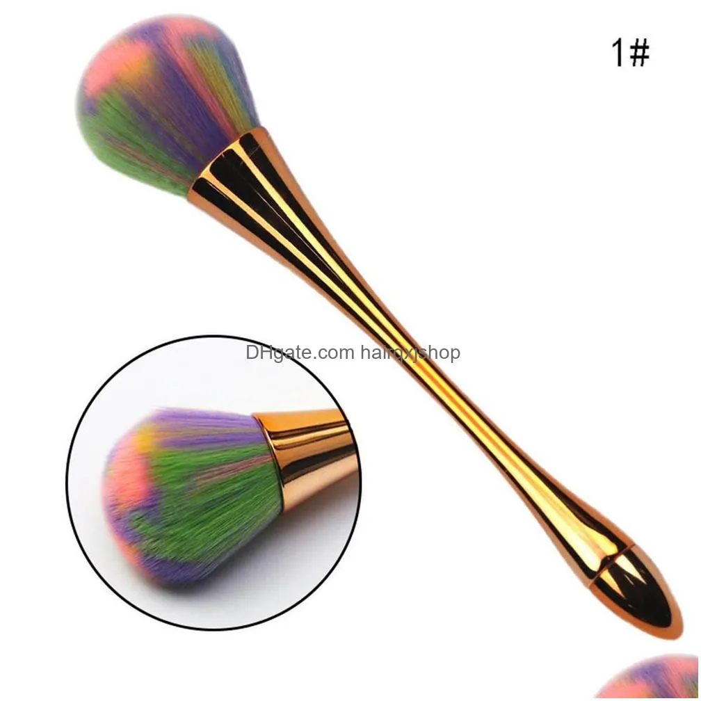 Nail Brushes Aluminum Handle Soft Dust Cleaner Cleaning Brush Acrylic Uv Gel Powder Removal Manicure Tools Makeup Drop Delivery Health Dhajd