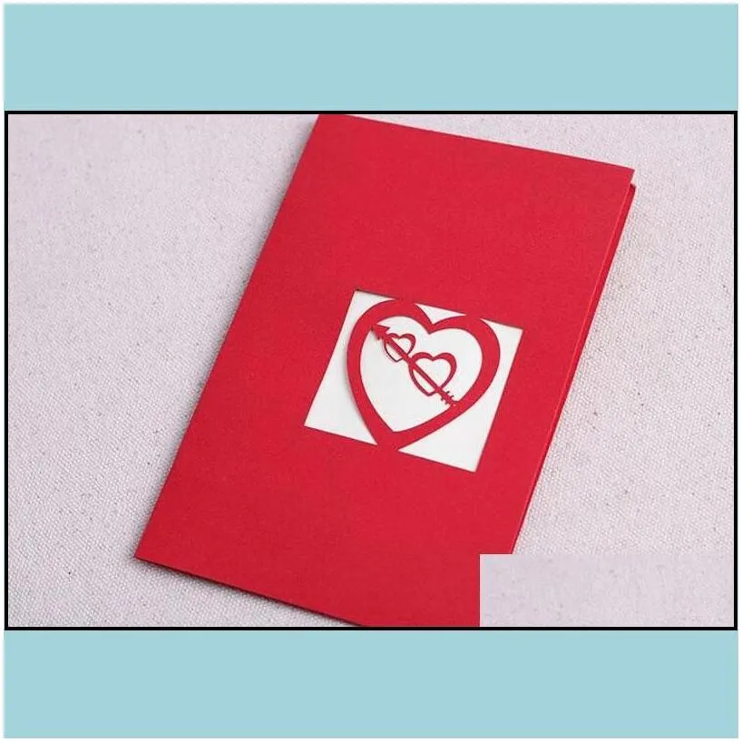 Greeting Cards Valentines Day Gift Heart 3D  Up Card Postcard Matching Envelope Laser Cut Handmade Birthday P Tabaccoshop Drop De Dhovw