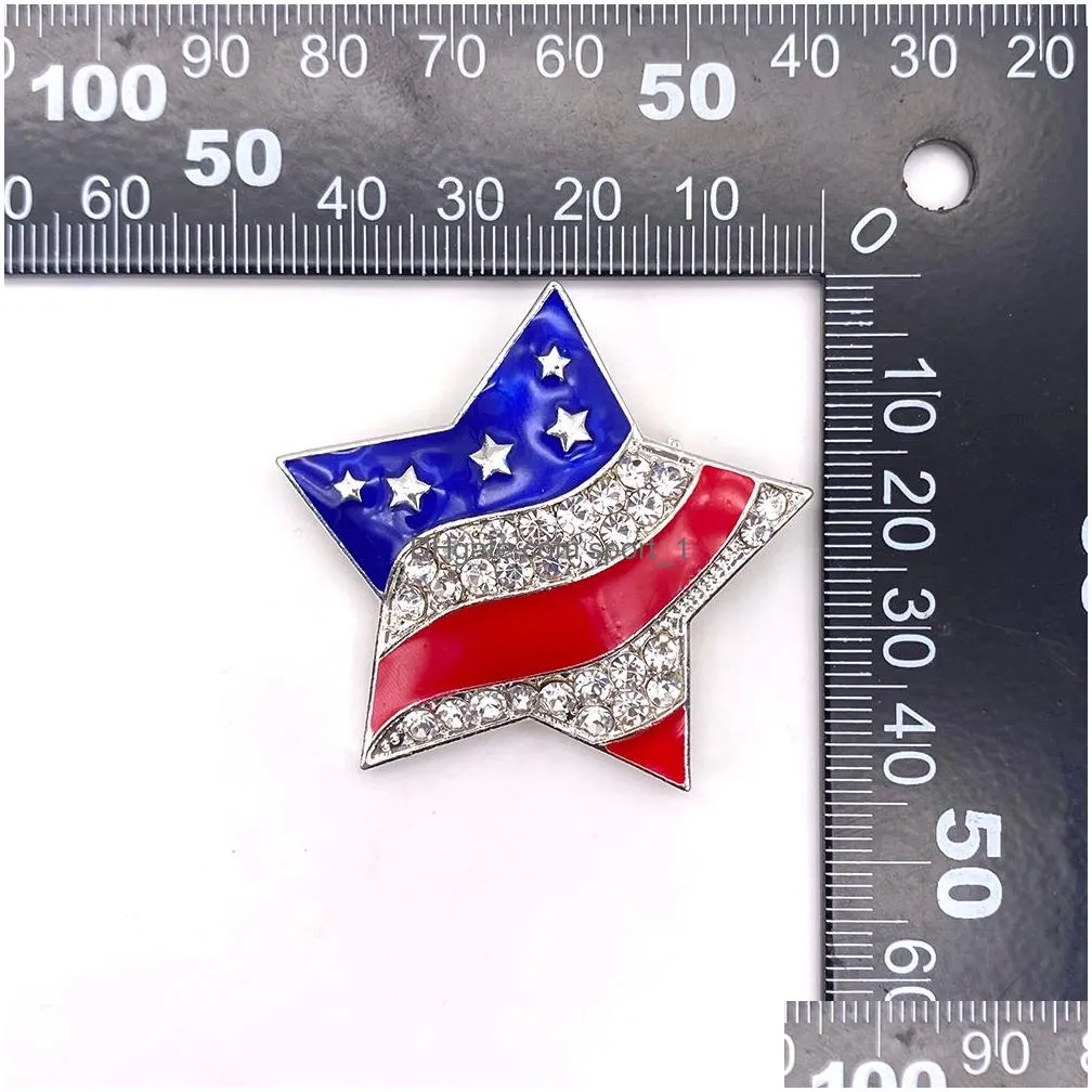 10 pcs/lot american flag brooch crystal rhinestone enamel star shape fourth of july usa patriotic pins for gift/decoration