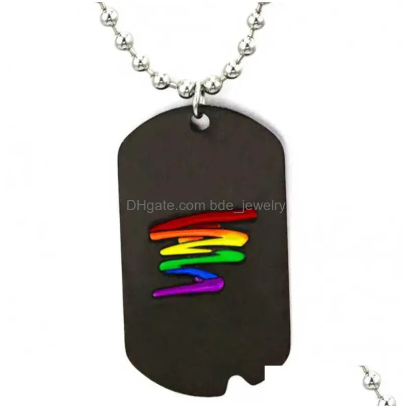  rainbow stainless steel circle pride gay necklace men fashion couple unisex pendant chain high quality jewelry gifts