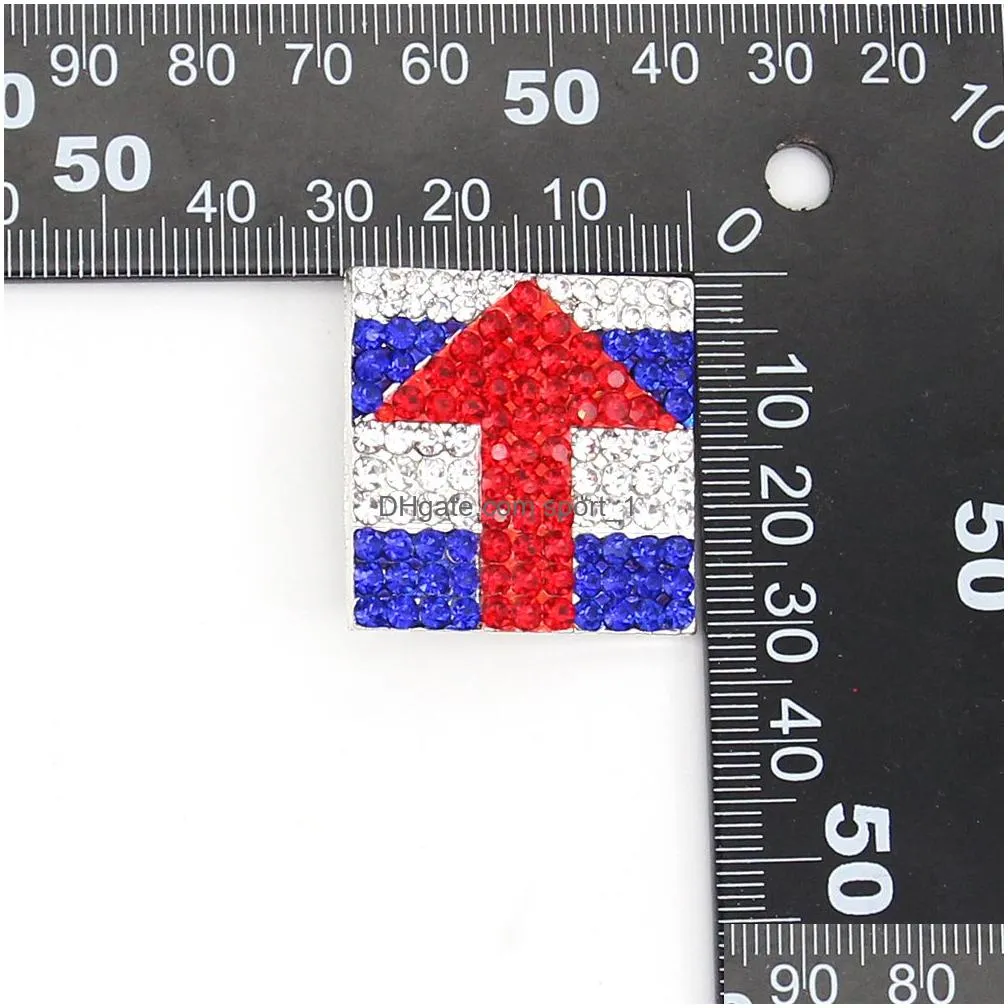 10 pcs/lot fashion design american square flag with arrows brooch crystal rhinestone 4th of july usa patriotic pins for