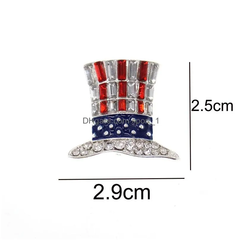 10 pcs/lot fashion design american flag brooch crystal rhinestone hat shape 4th of july usa patriotic pins for gift/decoration