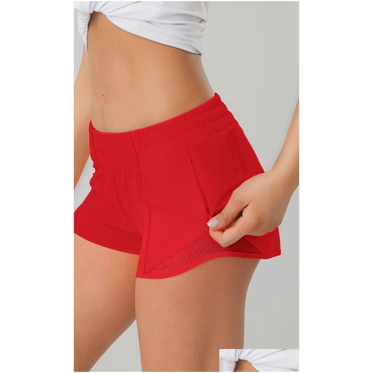 LU-650 Womens Yoga Shorts Outfits With Exercise Fitness Wear Hotty Short Girls Running Elastic Pants Sportswear Pockets Hot Shorts