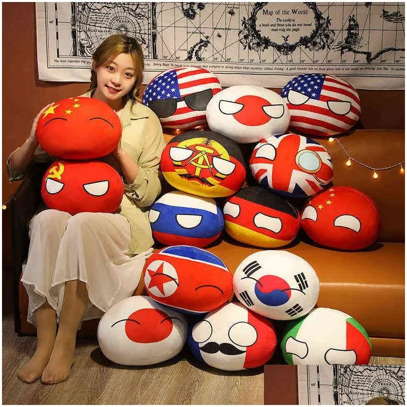 Funny 10cm Polandball Country MINI Ball Toy Plush Pendant Plush Doll Countryball USSR USA FRANCE RUSSIA UK JAPAN GERMANY ITALY H1111