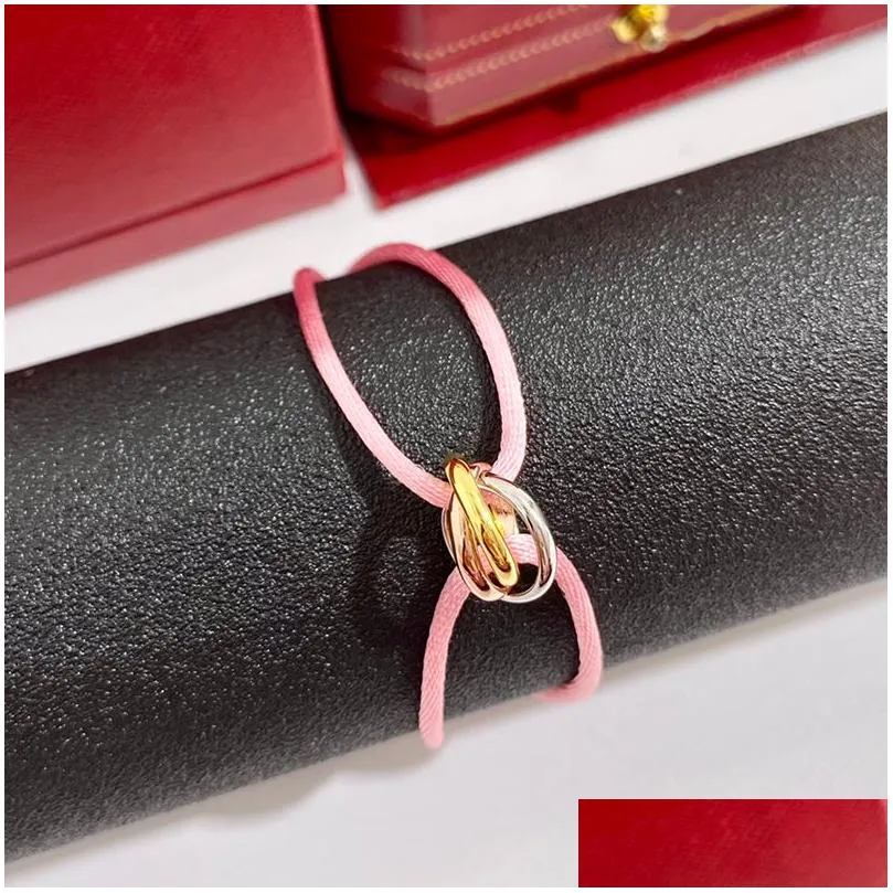 trinity charm Bracelet Lucky Red Rope for women designer jewelry Gold plated 18K T0P quality brand designer luxury bangle fashion premium gifts with